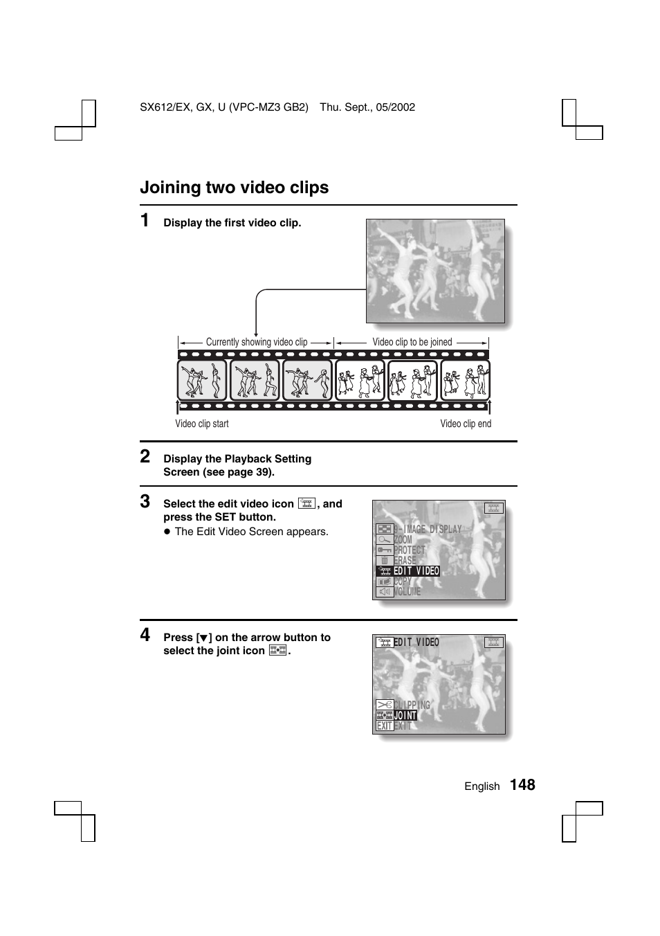 Joining two video clips | Sanyo VPC-MZ3EX User Manual | Page 151 / 218