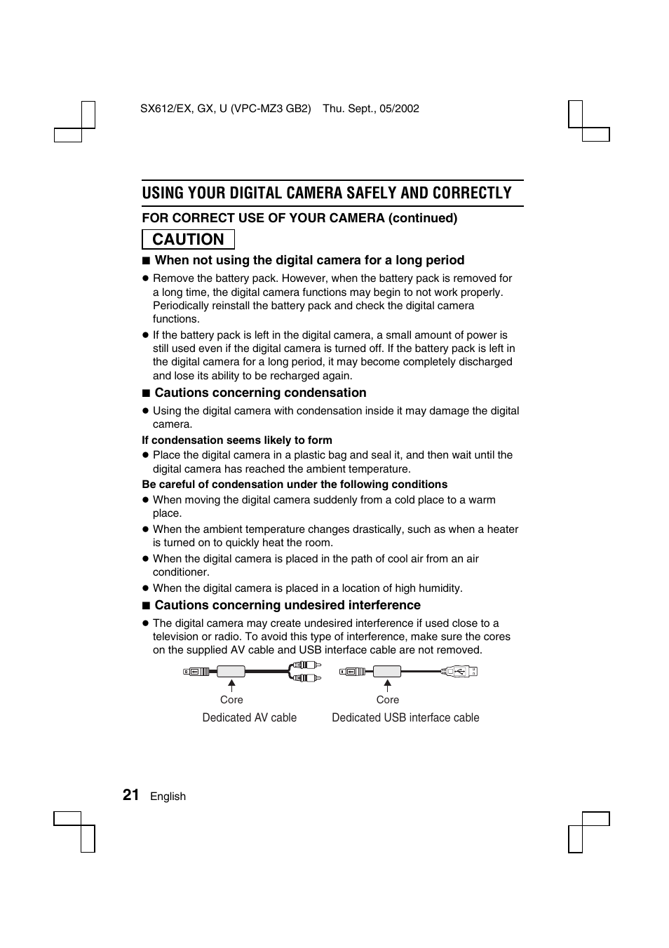 Using your digital camera safely and correctly, Caution | Sanyo VPC-MZ3EX User Manual | Page 24 / 218