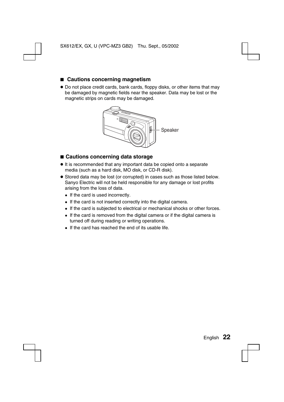 Sanyo VPC-MZ3EX User Manual | Page 25 / 218
