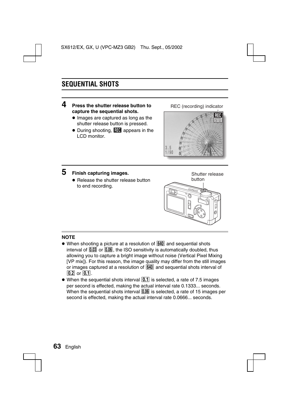 Sequential shots | Sanyo VPC-MZ3EX User Manual | Page 66 / 218