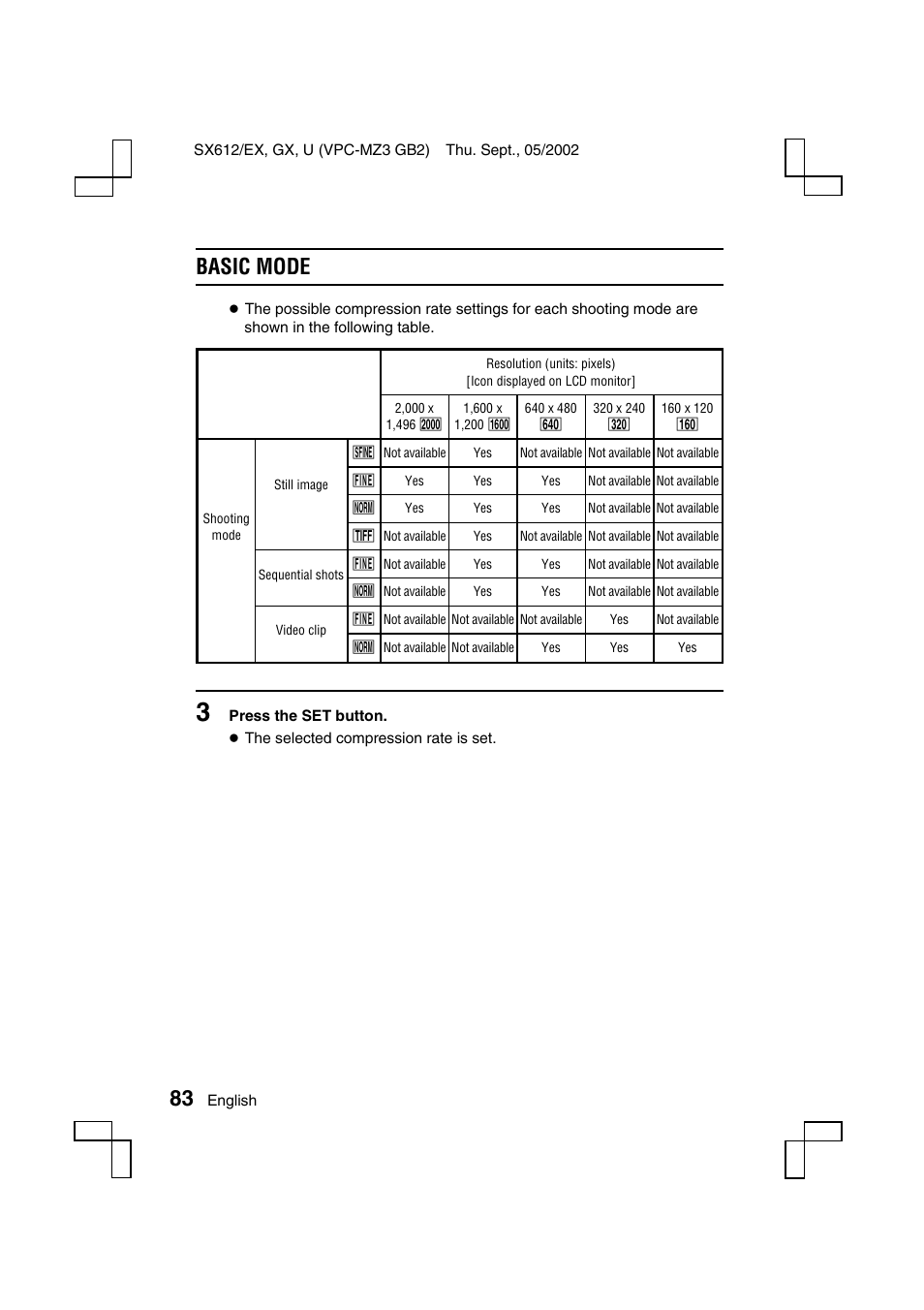 Basic mode | Sanyo VPC-MZ3EX User Manual | Page 86 / 218