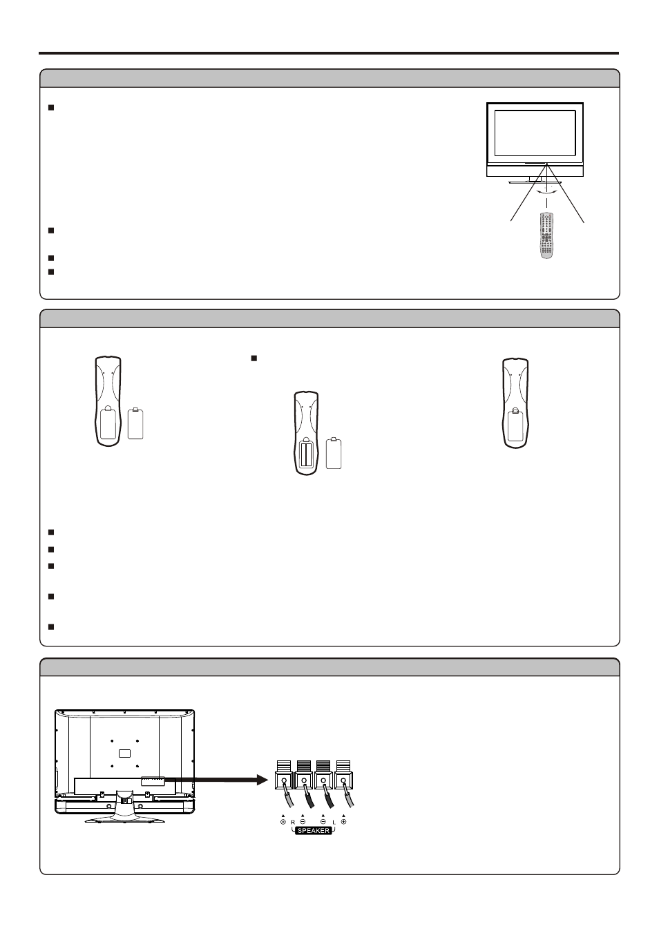 Setup, Using the remote control, Batteries for the remote control | Speaker connection | Sanyo AVL-263 User Manual | Page 7 / 44