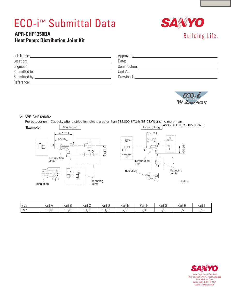 Sanyo ECO-i APR-CHP1350BA User Manual | 1 page