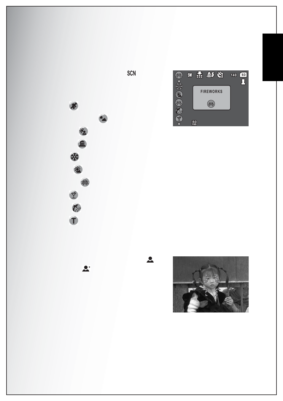 Setting the scene mode, Face detection af/ae function, English | Sanyo Xacti VPC-E870 User Manual | Page 31 / 62