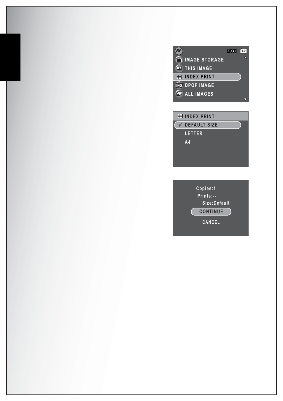 Index print, Dpof image, English | Sanyo Xacti VPC-E870 User Manual | Page 56 / 62