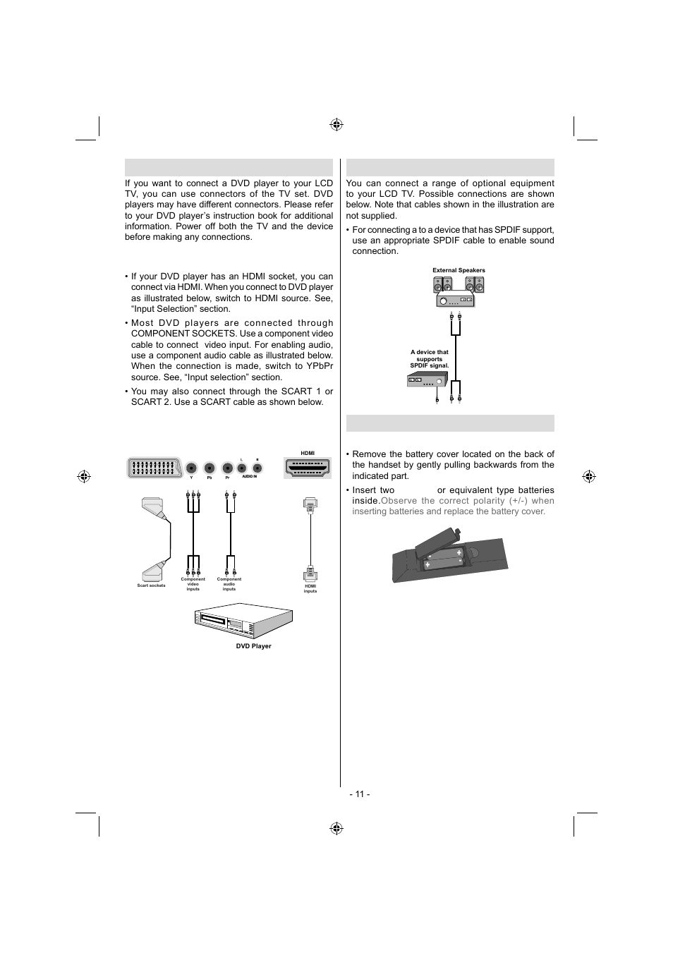 Using other connectors, Connecting to a dvd player, Remote control handset | Sanyo CE32LD17E-B User Manual | Page 12 / 34