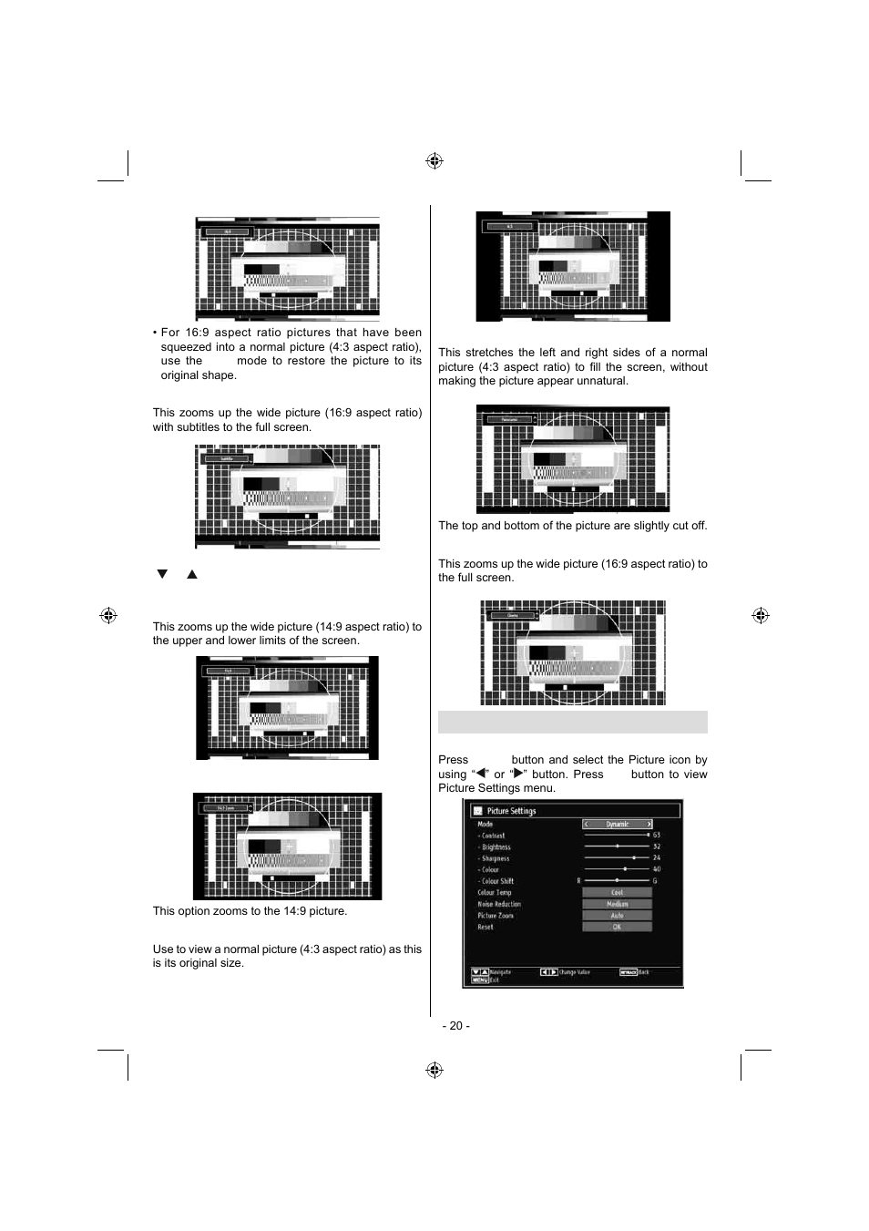 Confi guring picture settings | Sanyo CE32LD17E-B User Manual | Page 21 / 34