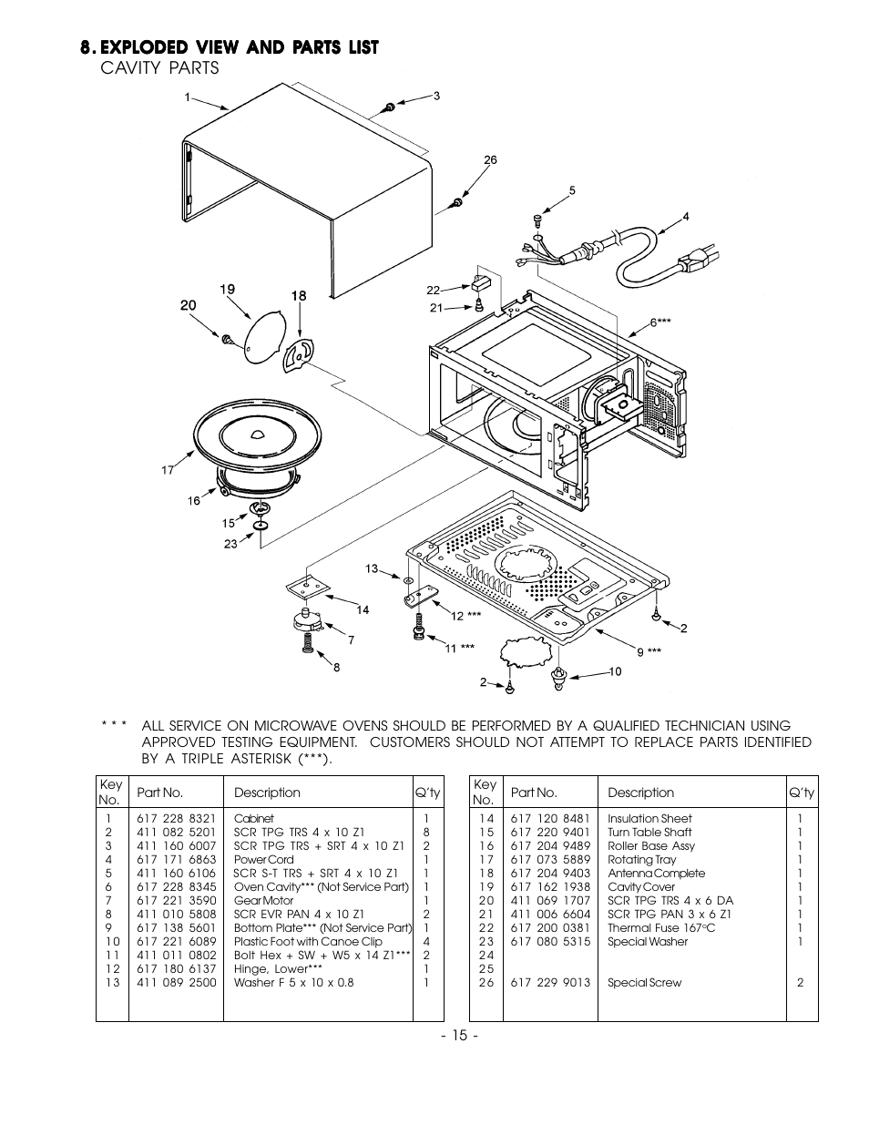 Explorded view and parts list | Sanyo EM-F3400SW User Manual | Page 17 / 23