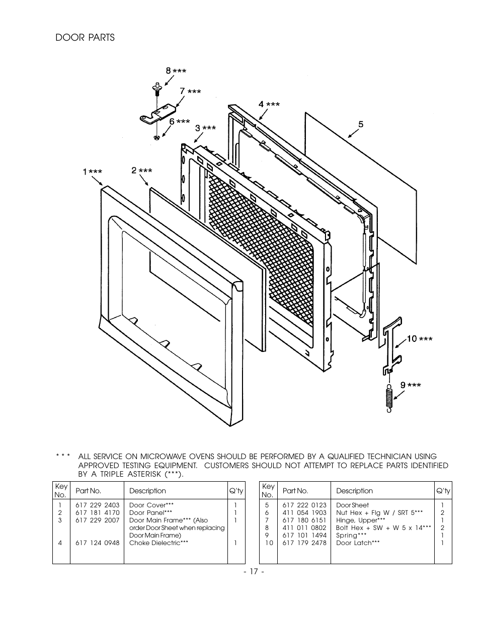 Door parts | Sanyo EM-F3400SW User Manual | Page 19 / 23