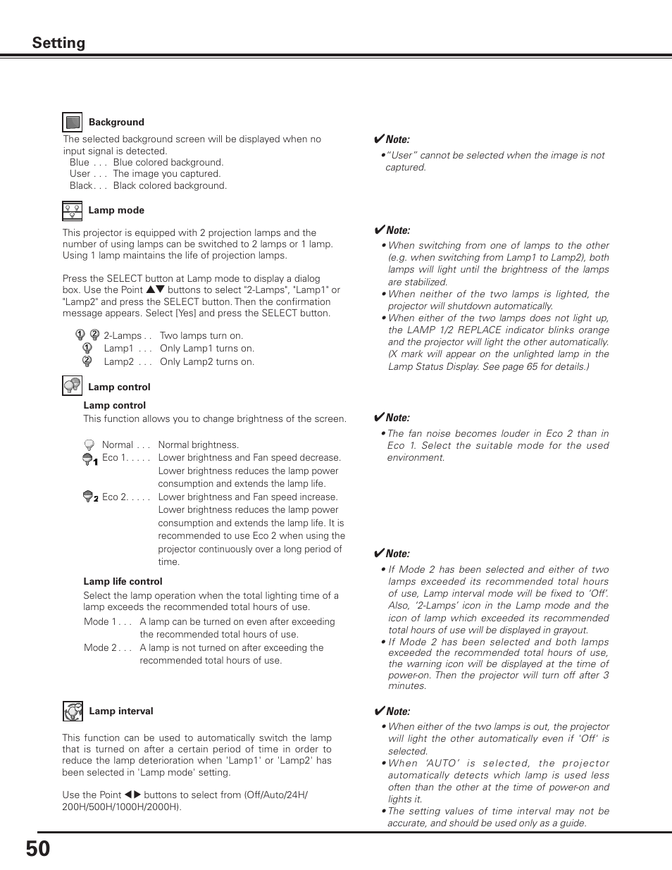 Setting | Sanyo PDG-DET100L User Manual | Page 50 / 92
