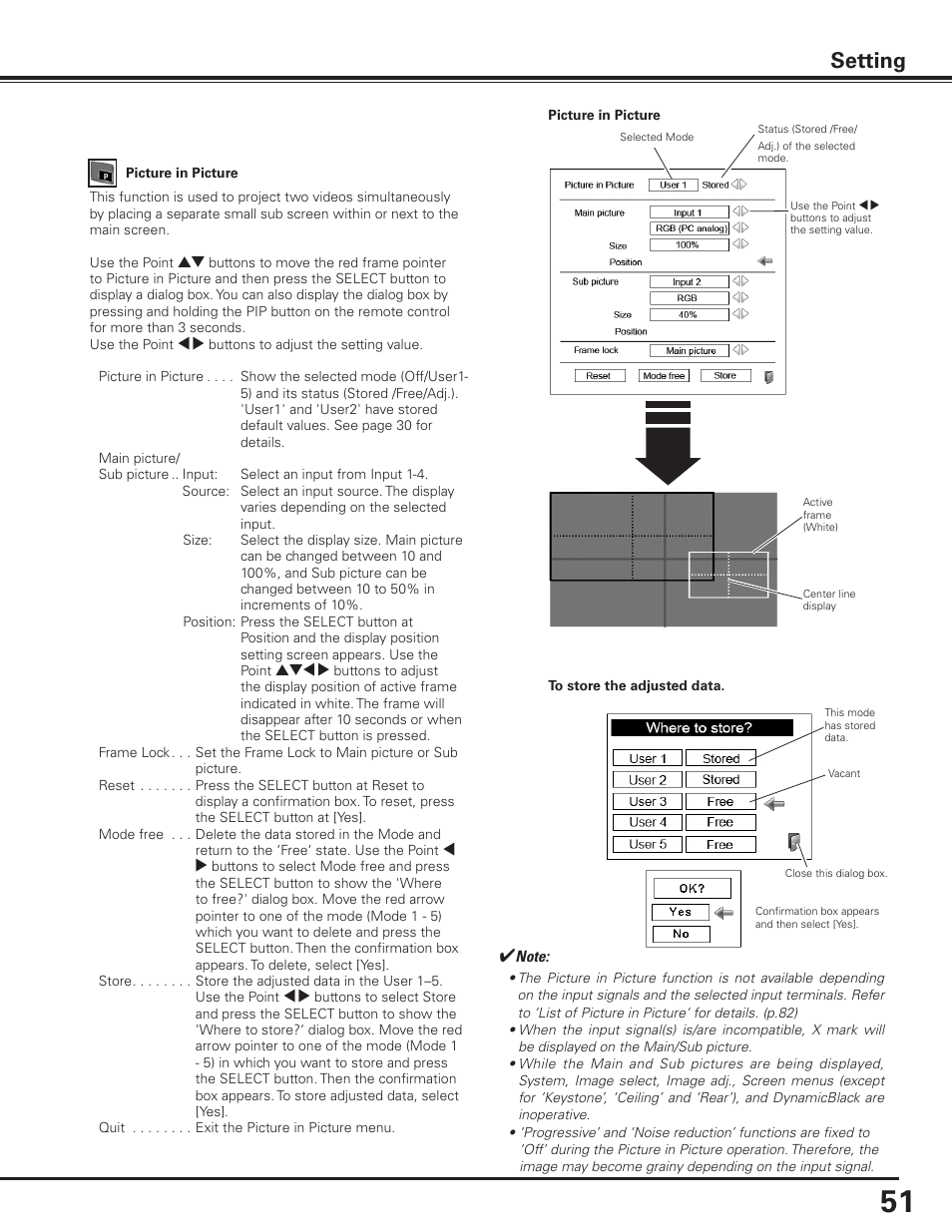 Setting | Sanyo PDG-DET100L User Manual | Page 51 / 92