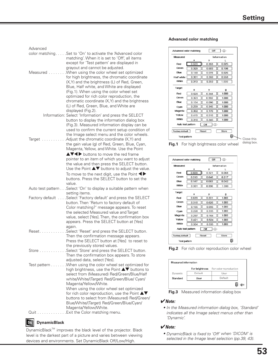 Setting | Sanyo PDG-DET100L User Manual | Page 53 / 92