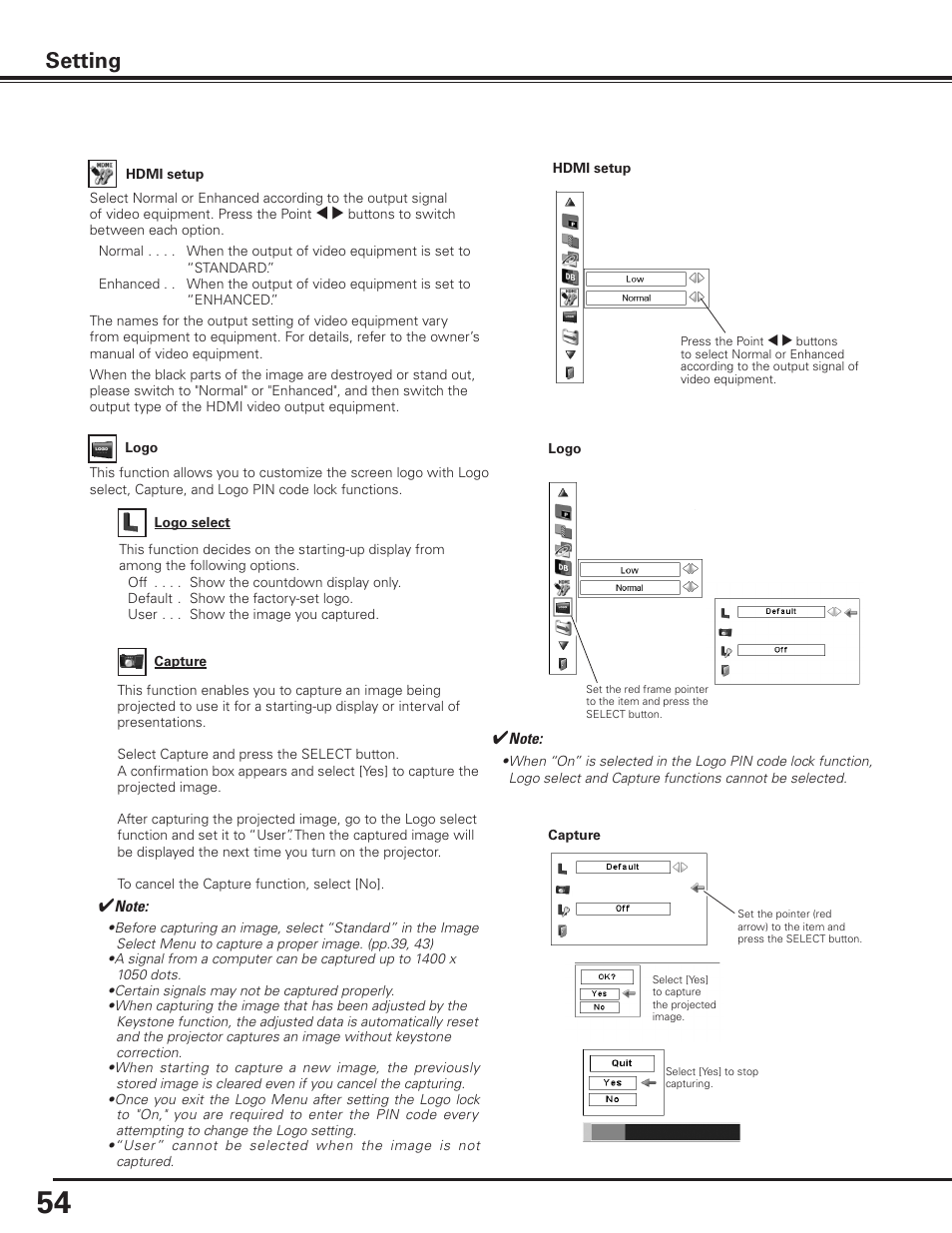 Setting | Sanyo PDG-DET100L User Manual | Page 54 / 92