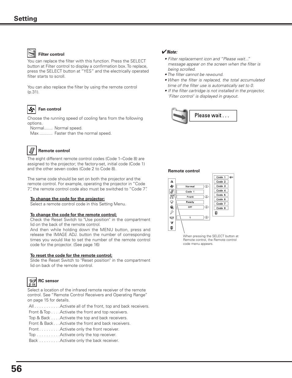 Setting | Sanyo PDG-DET100L User Manual | Page 56 / 92