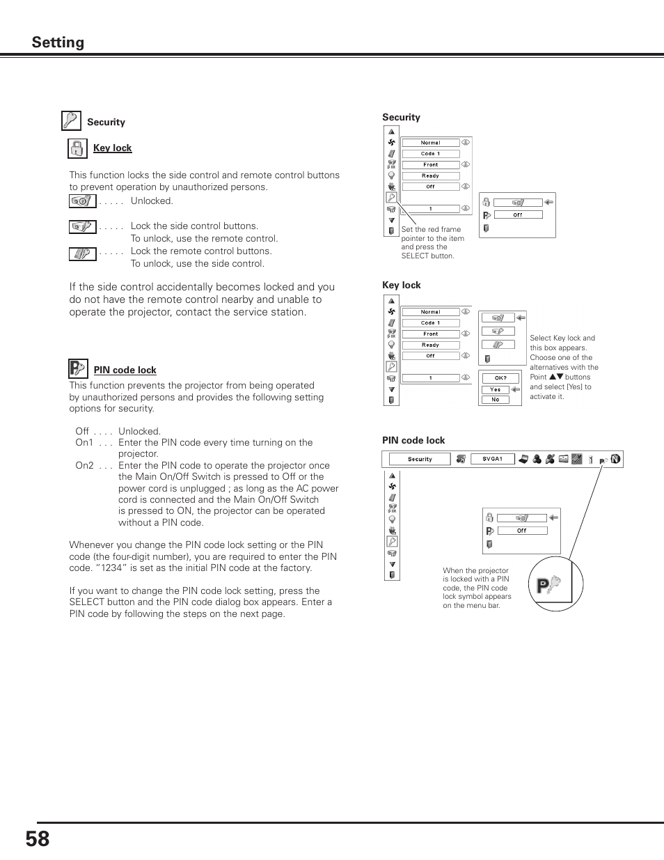 Setting | Sanyo PDG-DET100L User Manual | Page 58 / 92