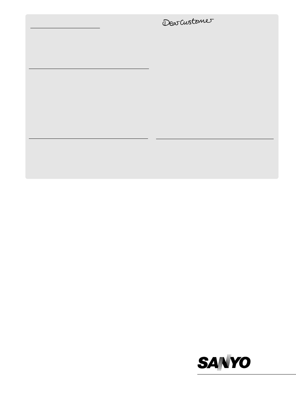 Guarantee to customer | Sanyo DC-TS750 User Manual | Page 28 / 28