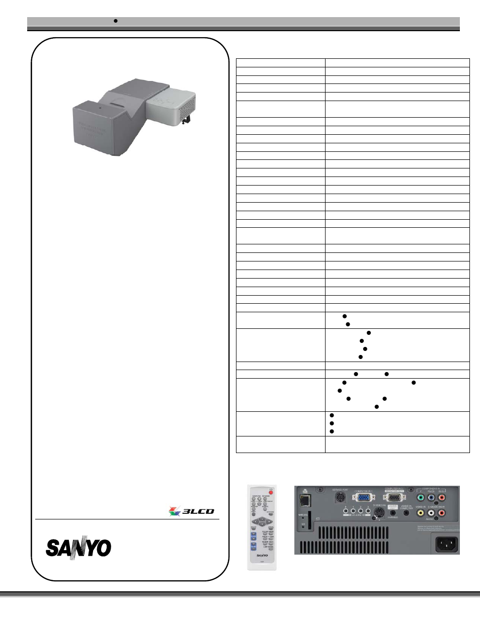 Sanyo XGA ULTRA SHORT-THROW PLC-XL51 User Manual | 1 page