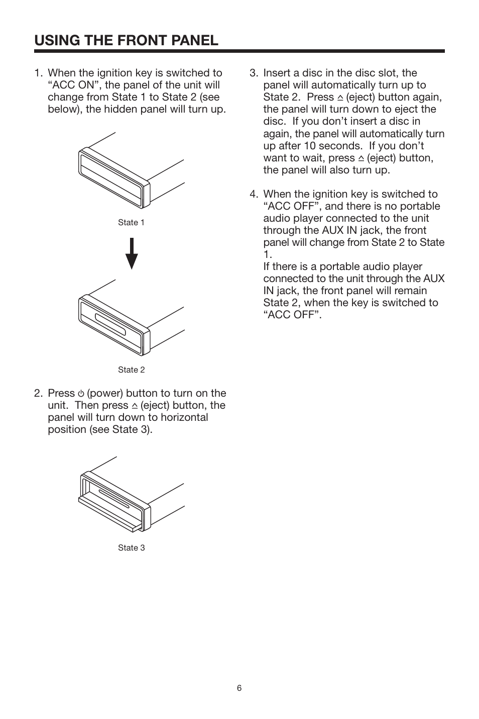 Using the front panel | Sanyo ECD-T1550 User Manual | Page 6 / 16