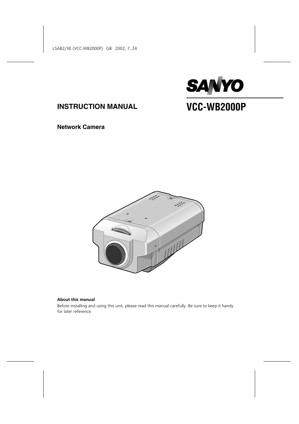 Sanyo VCC-WB2000P User Manual | 52 pages