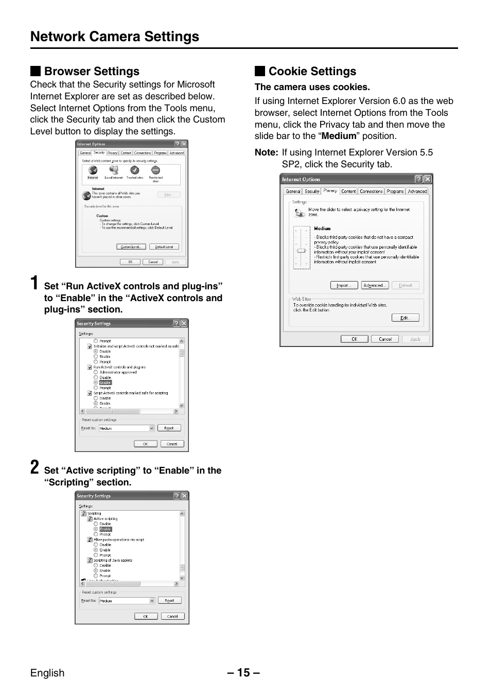 Network camera settings | Sanyo VCC-WB2000P User Manual | Page 16 / 52