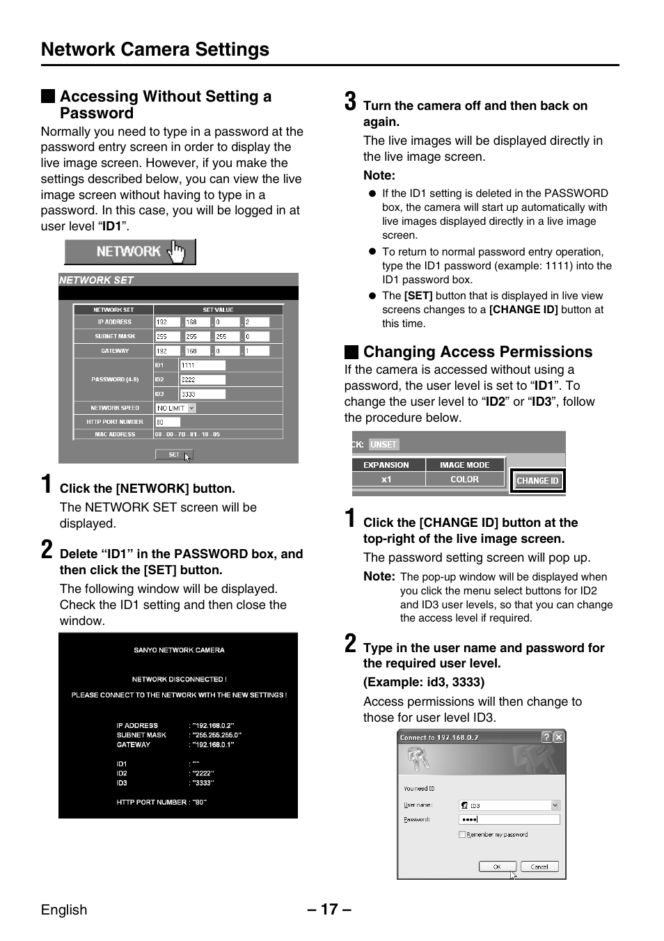 Network camera settings | Sanyo VCC-WB2000P User Manual | Page 18 / 52