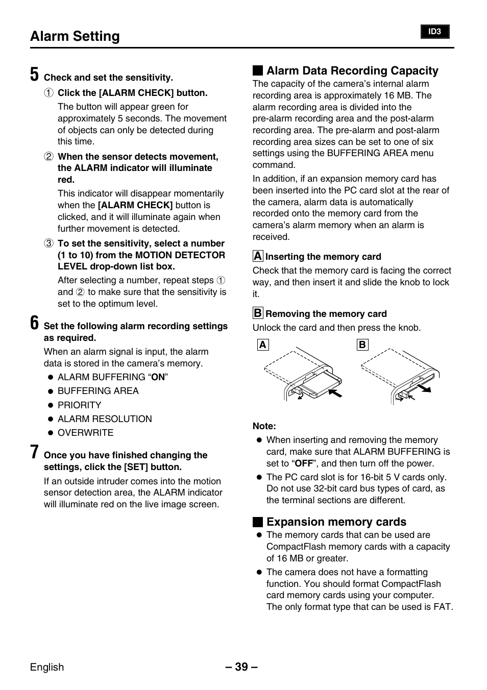 Alarm setting | Sanyo VCC-WB2000P User Manual | Page 40 / 52