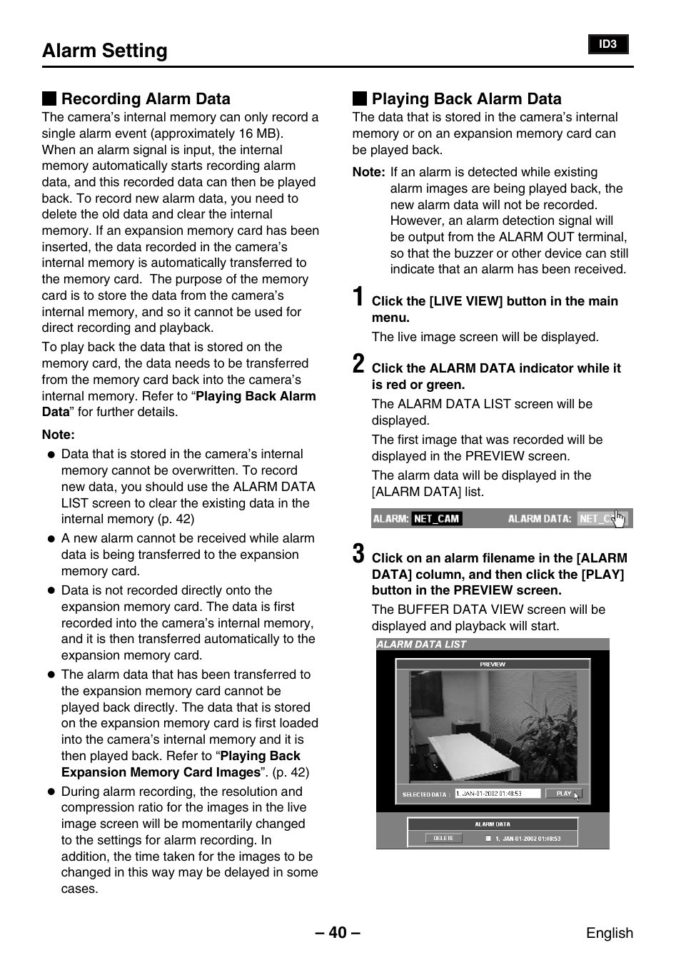 Alarm setting | Sanyo VCC-WB2000P User Manual | Page 41 / 52