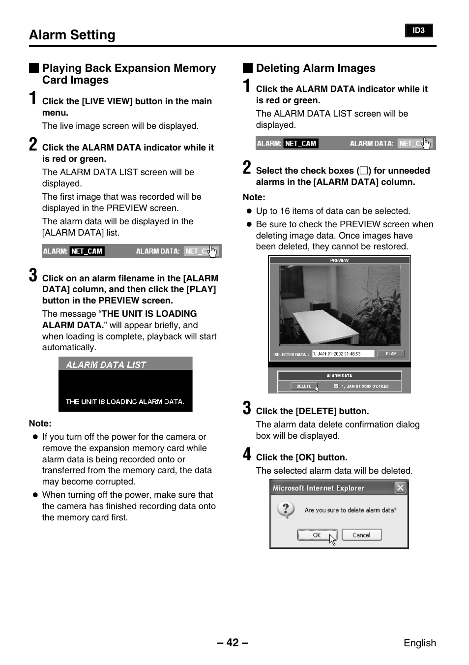 Alarm setting | Sanyo VCC-WB2000P User Manual | Page 43 / 52