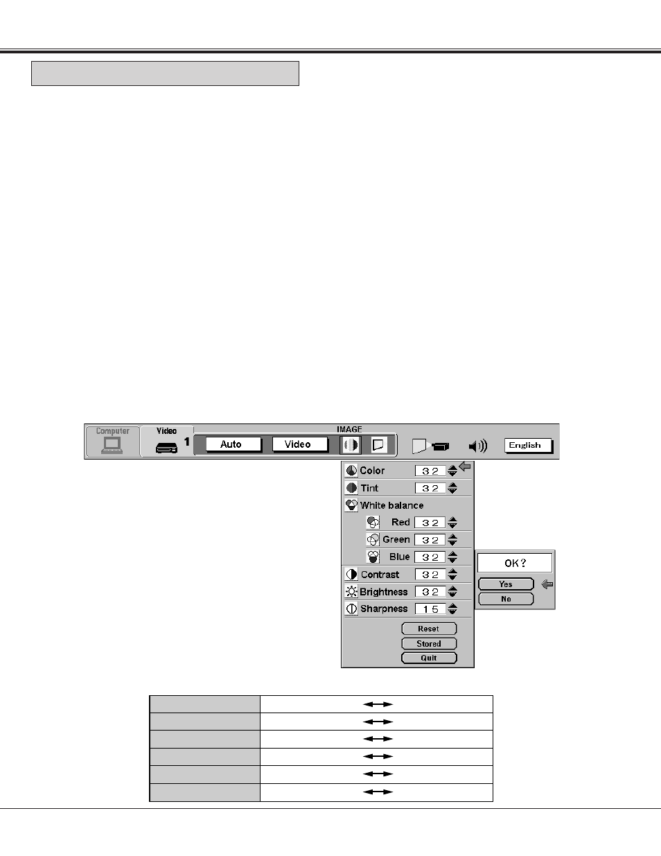 Picture image adjustment | Sanyo PLC-XF10NL User Manual | Page 38 / 58