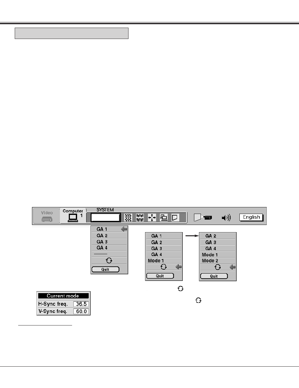 Computer mode, Computer system select, Pc adjustment | Sanyo PLC-XF10NL User Manual | Page 40 / 58