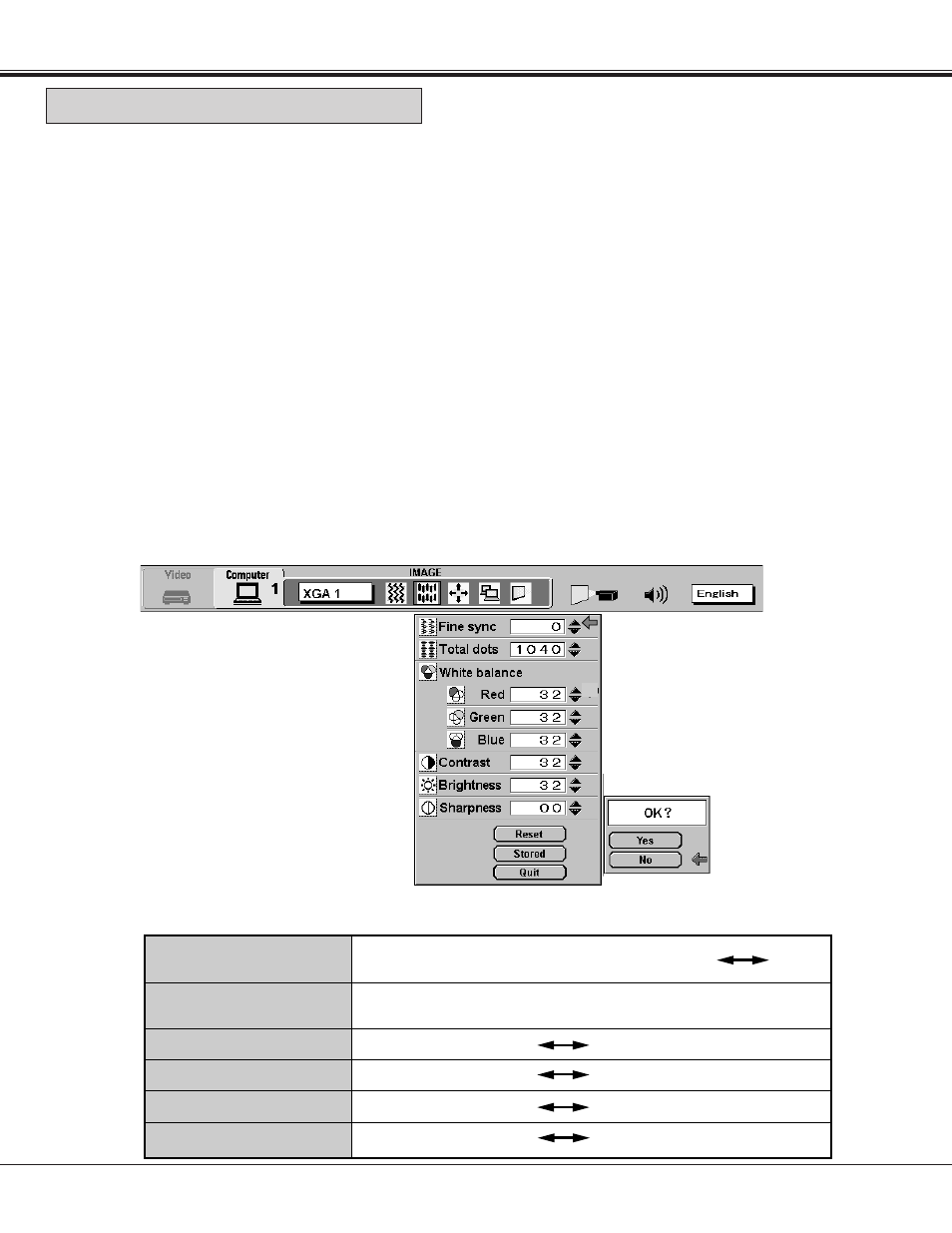 Picture image adjustment | Sanyo PLC-XF10NL User Manual | Page 43 / 58