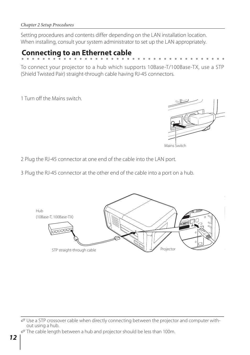 Connecting to an ethernet cable | Sanyo Proj05 User Manual | Page 12 / 62