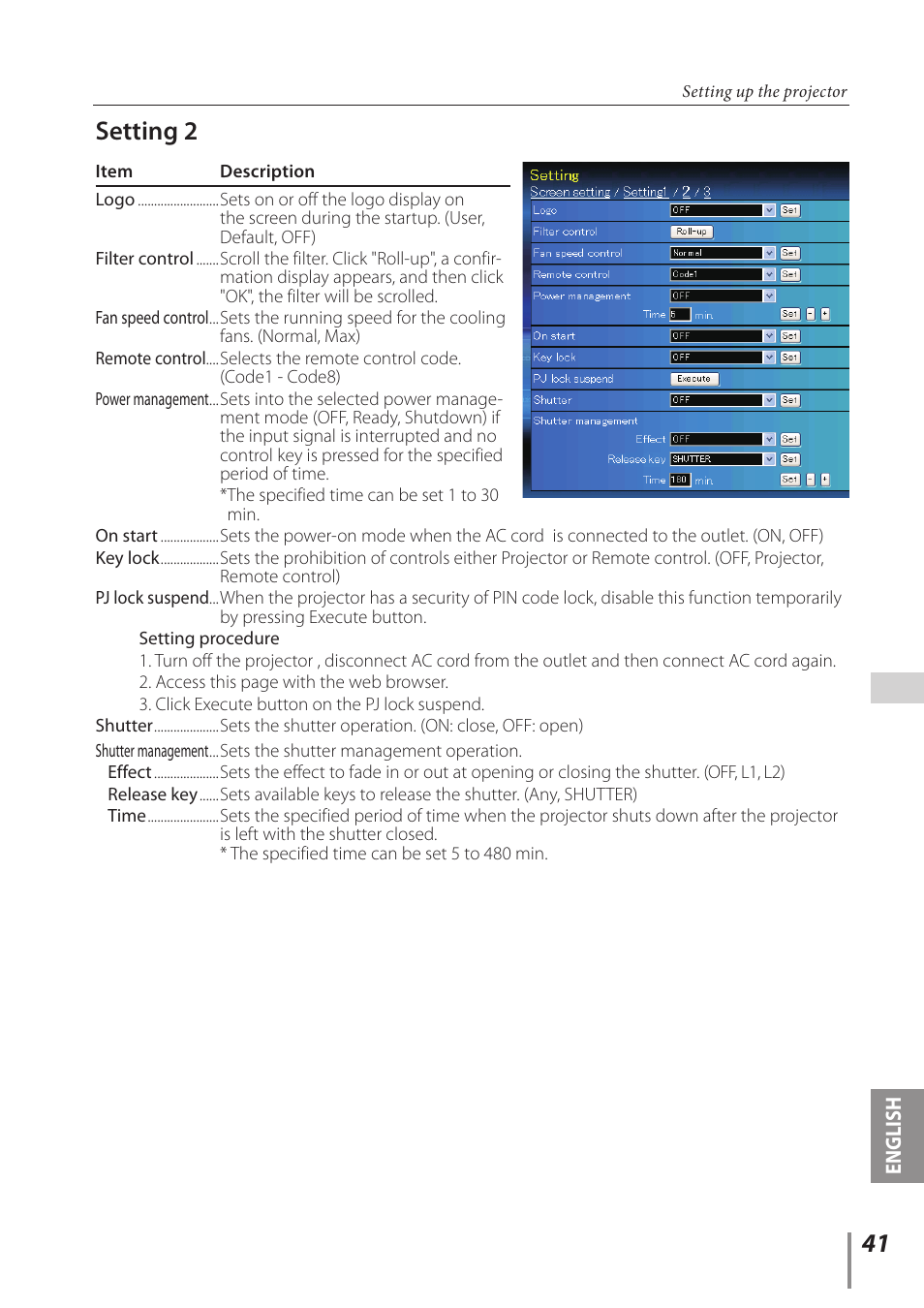Setting 2 | Sanyo Proj05 User Manual | Page 41 / 62
