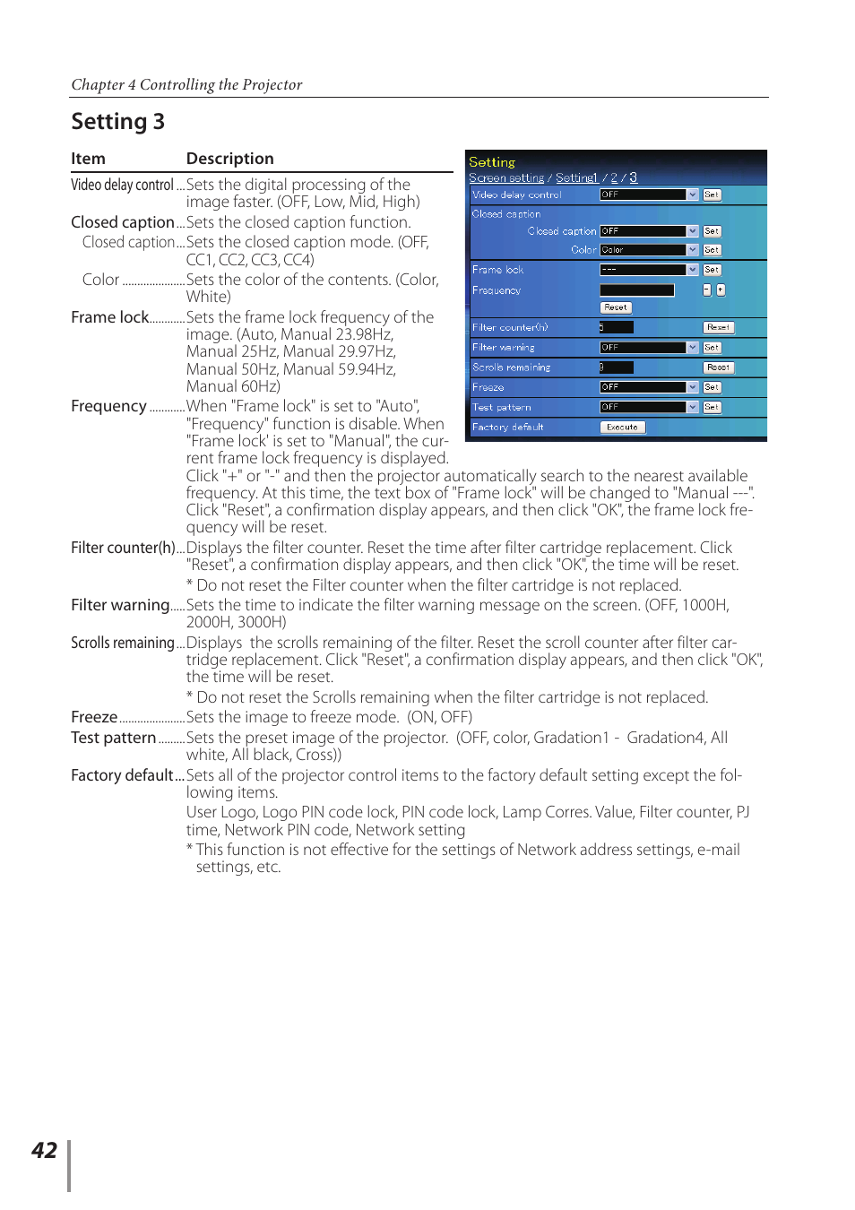 Setting 3 | Sanyo Proj05 User Manual | Page 42 / 62