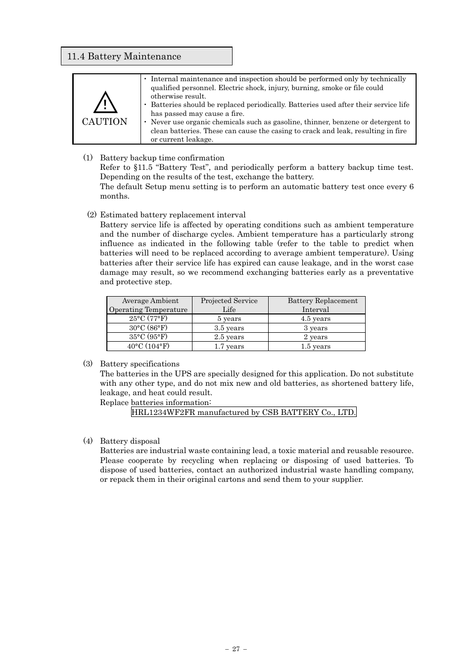 4 battery maintenance | Sanyo SANUPS E11A202U User Manual | Page 30 / 47