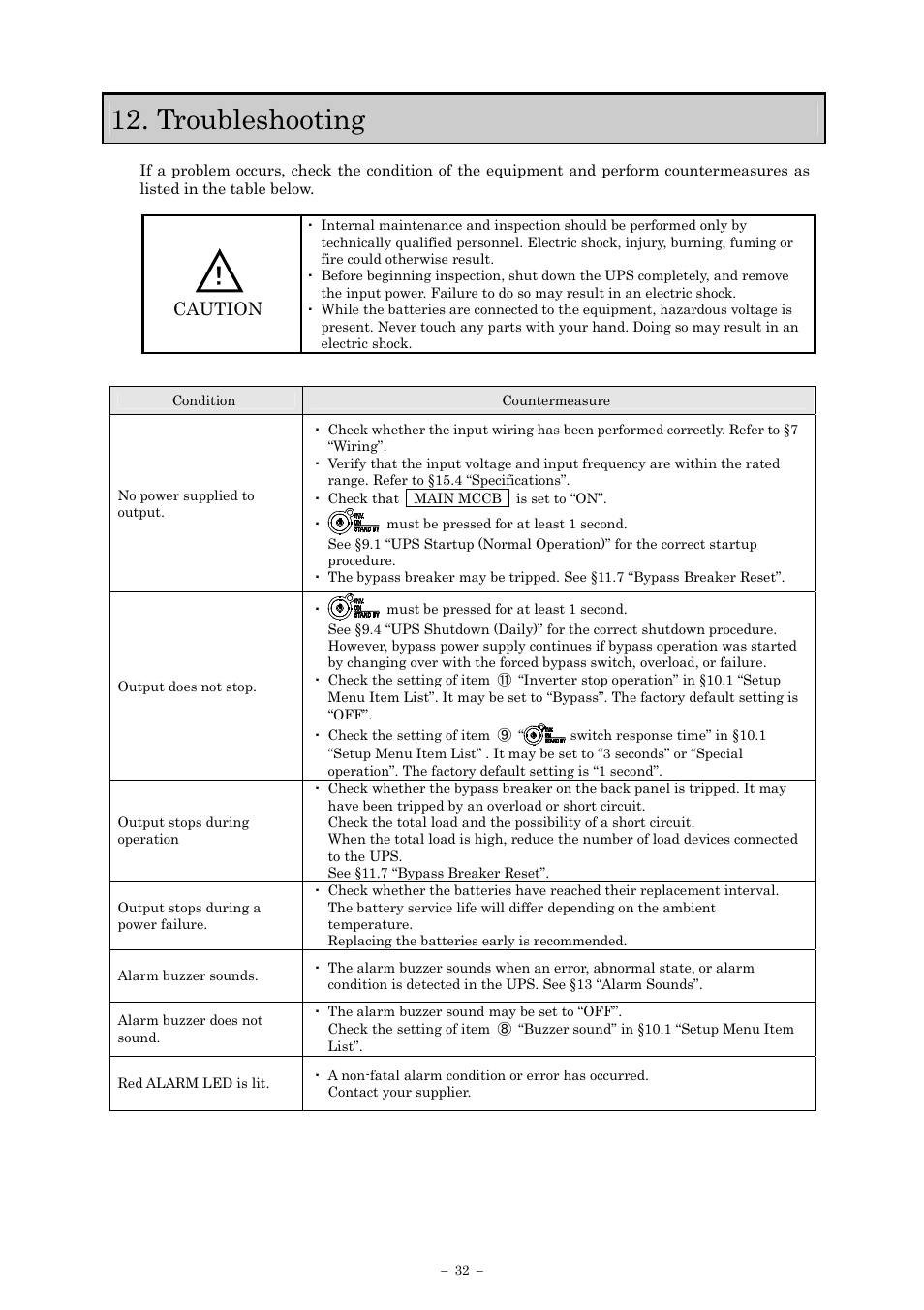 Troubleshooting, Caution | Sanyo SANUPS E11A202U User Manual | Page 35 / 47