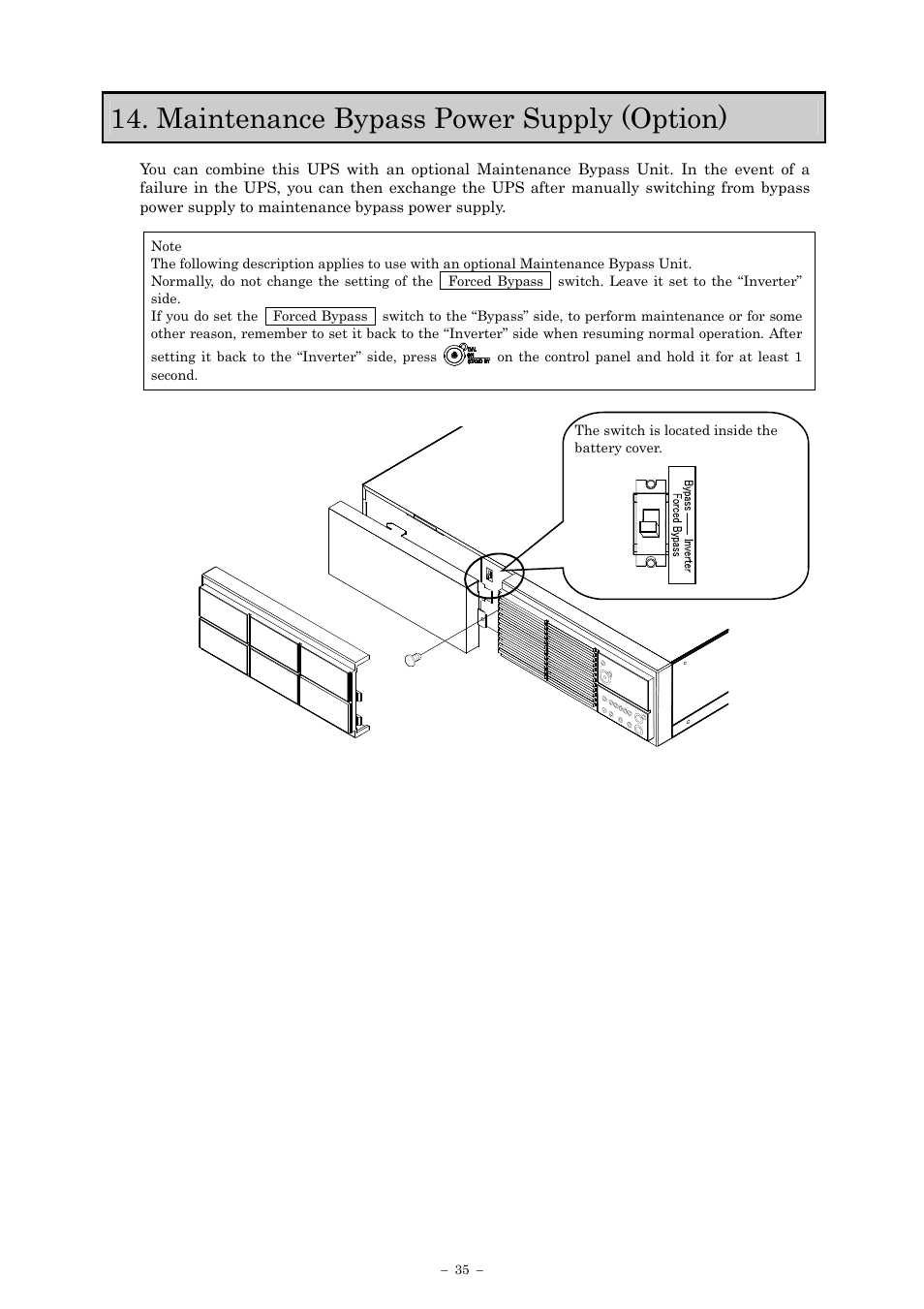 Maintenance bypass power supply (option) | Sanyo SANUPS E11A202U User Manual | Page 38 / 47