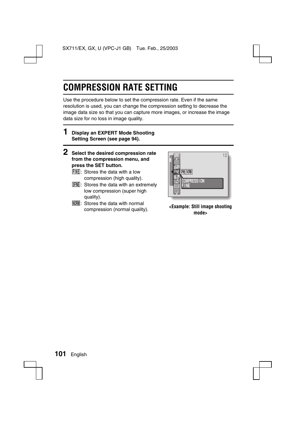 Compression rate setting | Sanyo VPC-J1 User Manual | Page 104 / 202