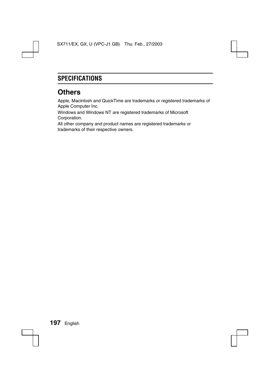 Others | Sanyo VPC-J1 User Manual | Page 200 / 202
