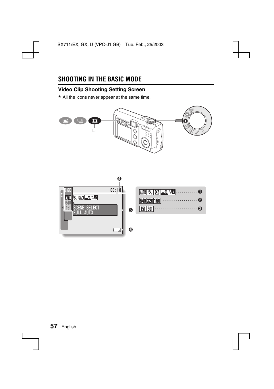 Shooting in the basic mode | Sanyo VPC-J1 User Manual | Page 60 / 202