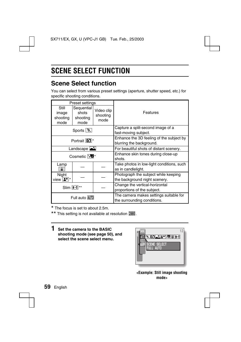 Scene select function | Sanyo VPC-J1 User Manual | Page 62 / 202