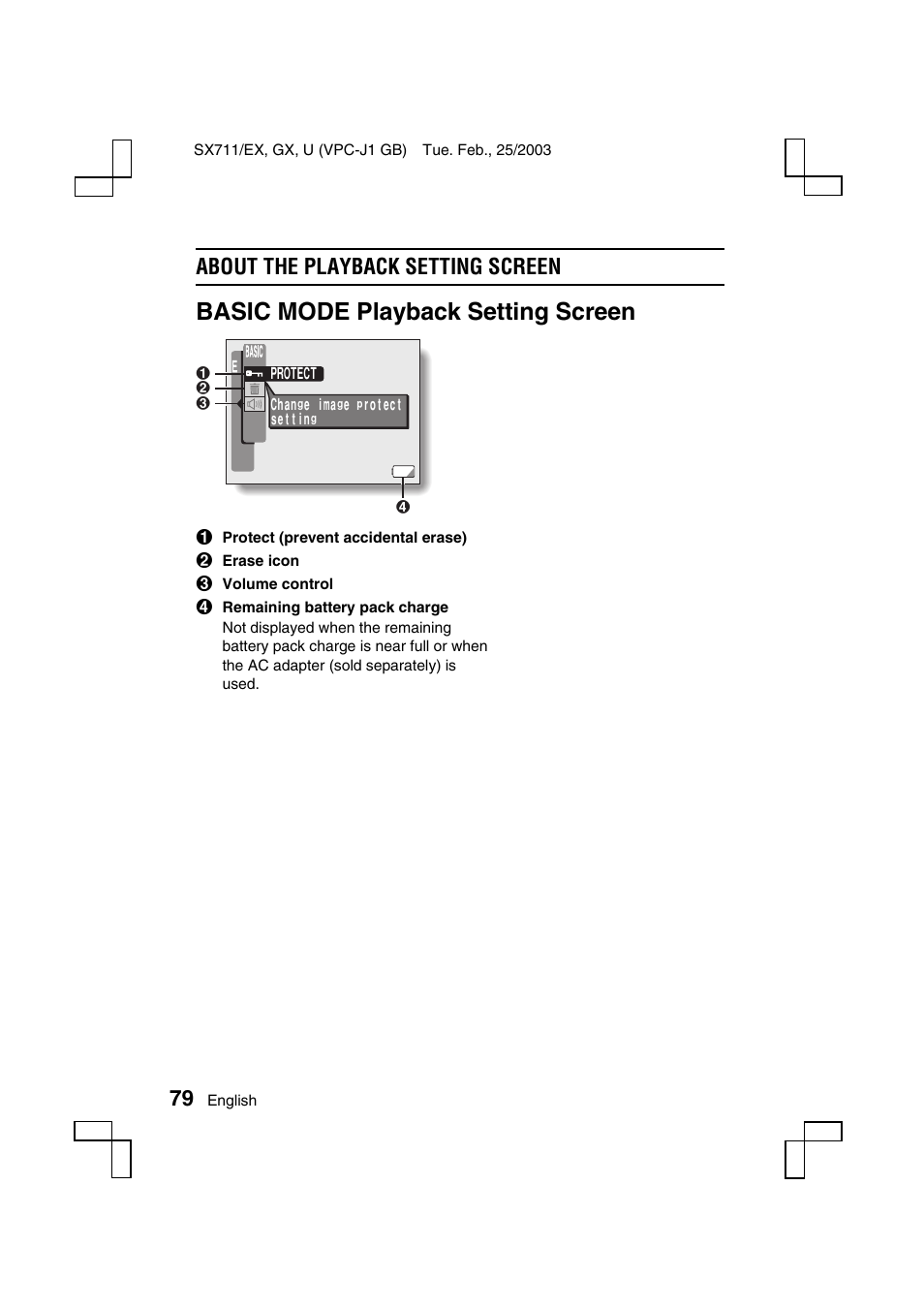 Basic mode playback setting screen, About the playback setting screen | Sanyo VPC-J1 User Manual | Page 82 / 202