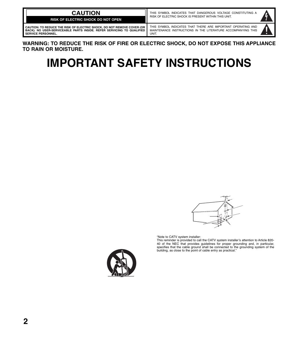 Important safety instructions | Sanyo DP26647 User Manual | Page 2 / 18
