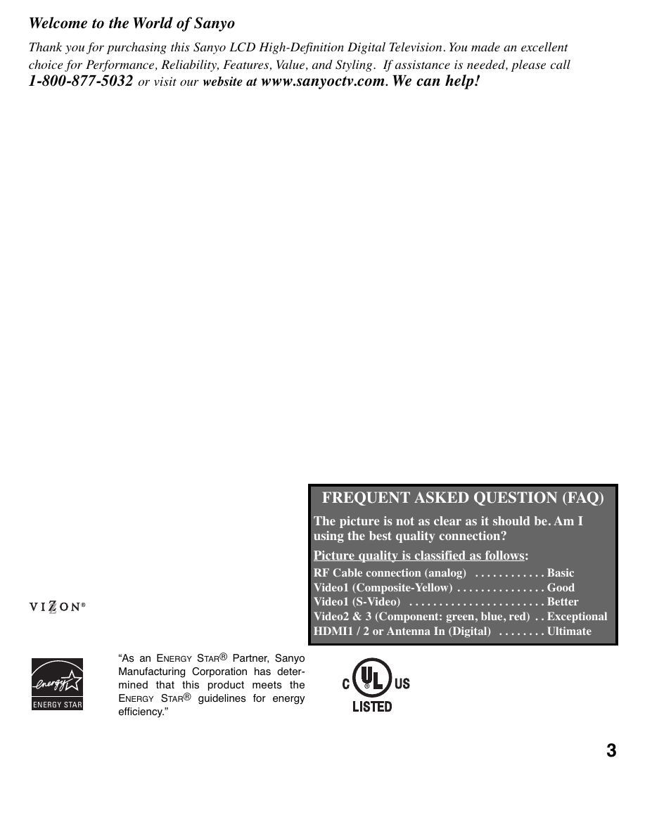 Sanyo DP26647 User Manual | Page 3 / 18