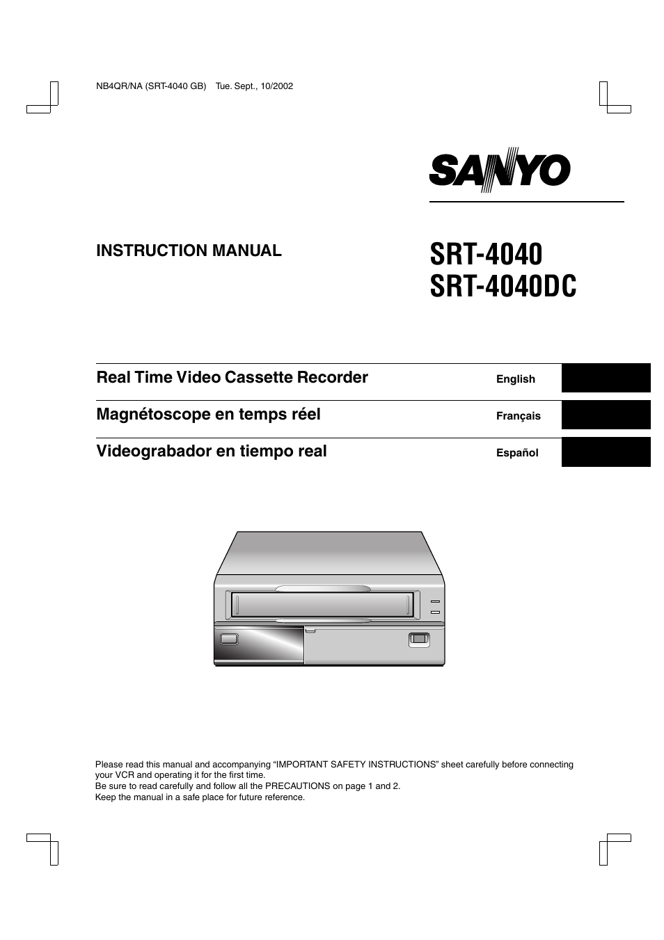 Sanyo SRT-4040DC User Manual | 54 pages