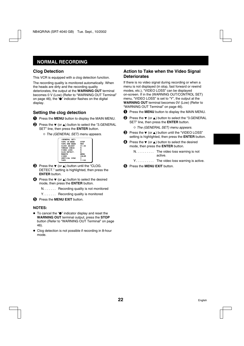 Normal recording | Sanyo SRT-4040DC User Manual | Page 23 / 54