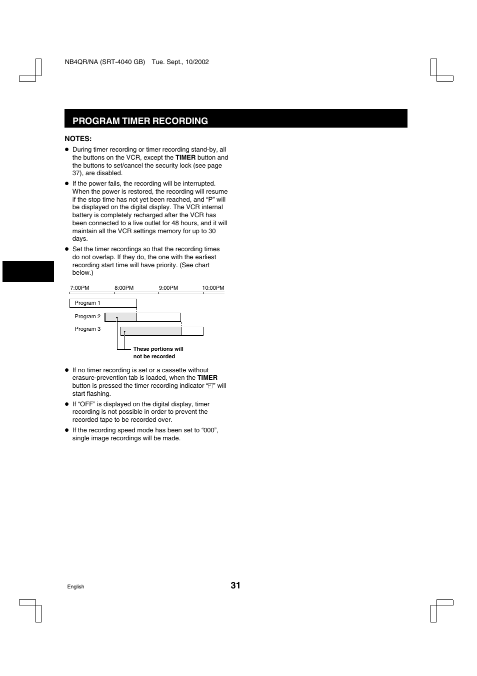 Program timer recording | Sanyo SRT-4040DC User Manual | Page 32 / 54