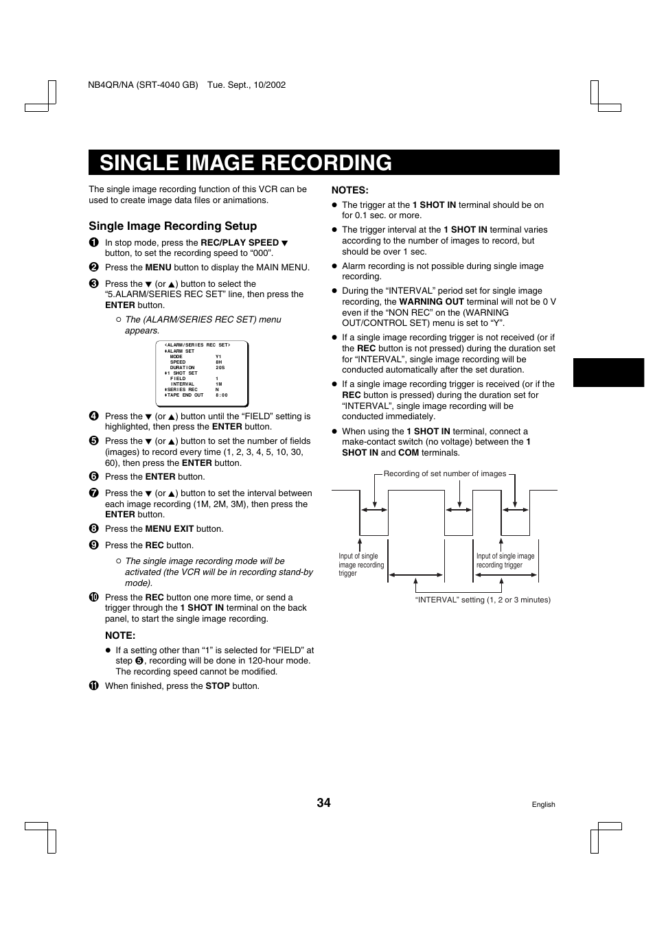 Single image recording | Sanyo SRT-4040DC User Manual | Page 35 / 54