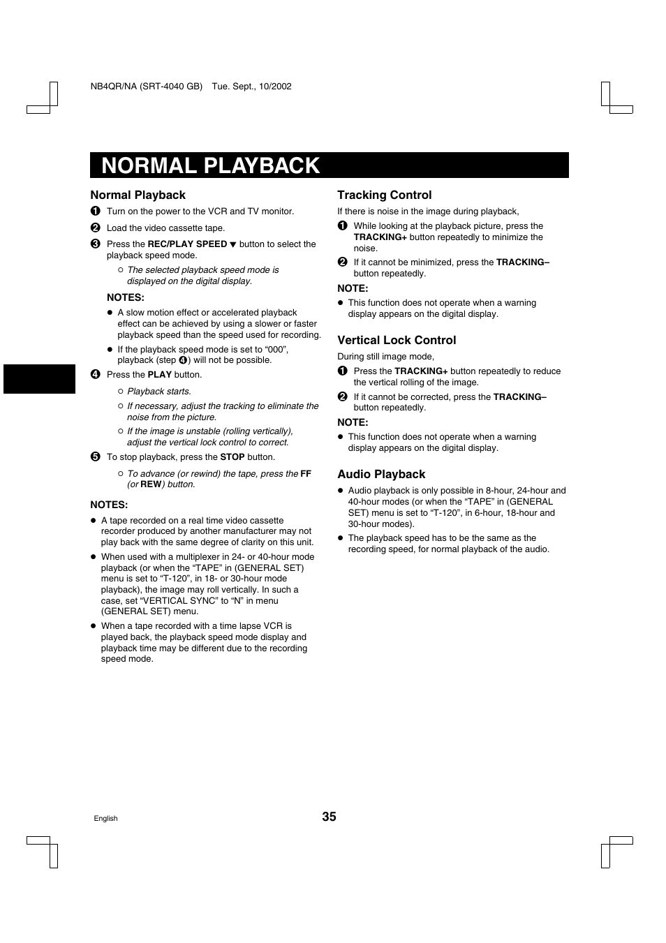 Normal playback | Sanyo SRT-4040DC User Manual | Page 36 / 54