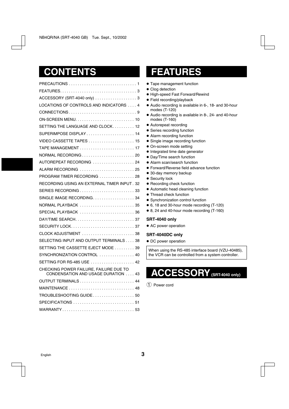 Sanyo SRT-4040DC User Manual | Page 4 / 54